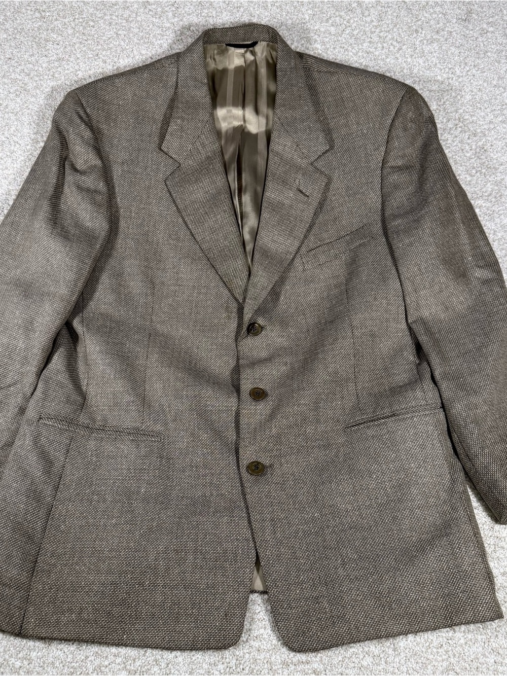 VTG Pierre Cardin Men's Tweed Sport Coat Blazer Light Brown Herringbone Size 44R